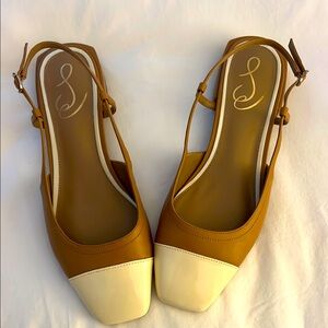 Elegant Tan and Cream Women's Slingback Shoes by Sam Edelman